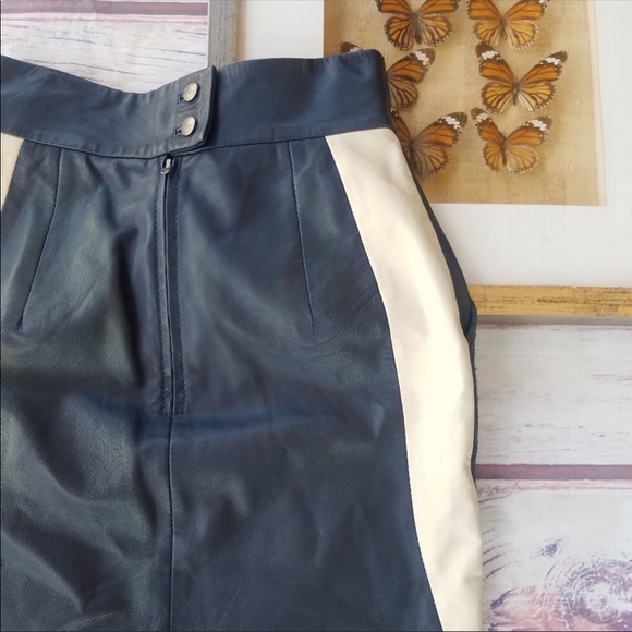 Preen Line Navy Quilted Leather High Waist Skirt - Picture 7 of 8